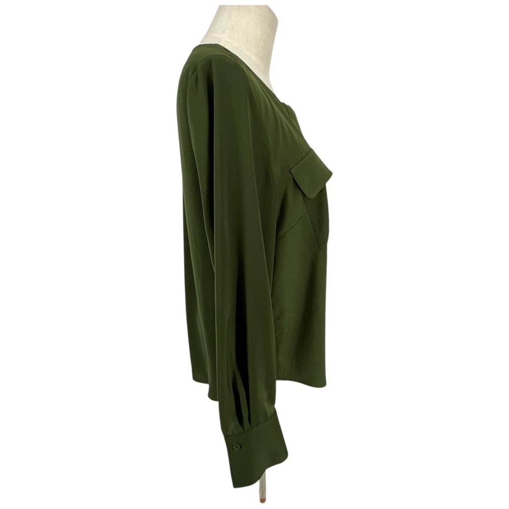 Banana Republic Olive Green Utility Pocket Button Long Sleeve Shirt Womens L - Picture 5 of 9